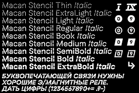 Beispiel einer Macan Stencil Light-Schriftart